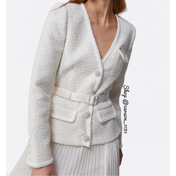 NEW Self Portrait Tweed Boucle Belted Dress US4 - Picture 2 of 16